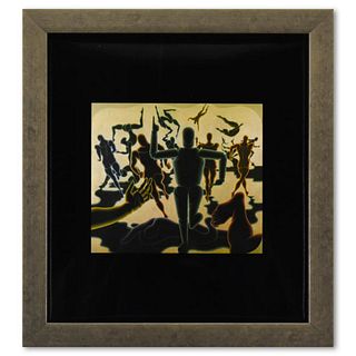 Victor Vasarely (1908-1997), "Etude Homme En Mouvement de la sÃ©rie Graphismes 1" Framed 1977 Heliogravure Print with Letter of Authenticity