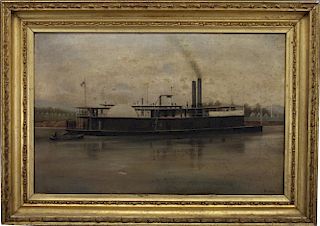 Signed, 19th C. Painting of USS General Grant