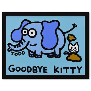 Todd Goldman, "Goodbye Kitty" Framed Original Acrylic Painting on Canvas, Hand Signed with Letter of Authenticity.