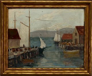 Signed 20th C. Gloucester Harbor Painting