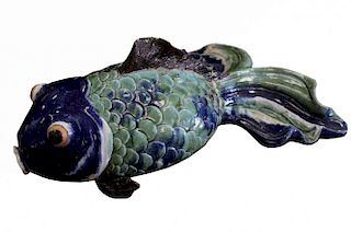 Large Glazed Terracotta Fish Sculpture