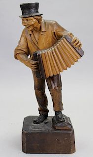 Carved Wooden Sailor Playing Accordian