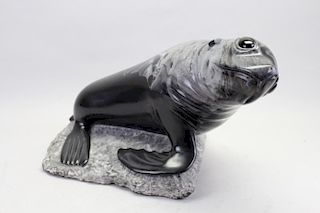 Chillagoe Carved Marble Seal Pup Sculpture