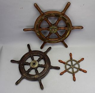 (3) Antique Yacht Wheels