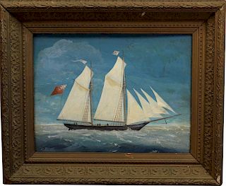 Signed 19th C. Portrait of a British Ship