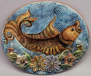 Glazed Terracotta Plaque of a Fish
