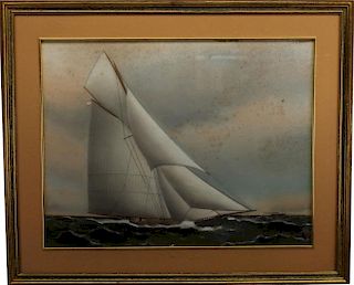 20th C. Yacht Portrait, Pastel