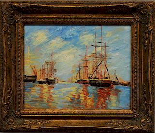 20th C. Impressionist harbor scene