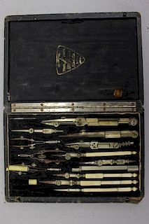 Antique Drawing Instrument Set in Case