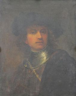 After REMBRANDT. 18th/19th C. Oil on Canvas. Self