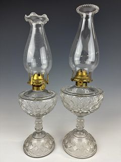 Two Diamond and Fan Stand Lamps