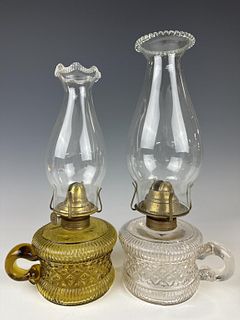 Two Beaded Diamond Rib Finger Lamps