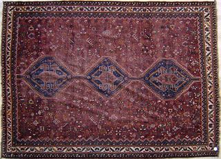 Kilim throw rug, 10' x 5'10", together with a Shir