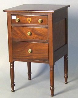 Sheraton mahogany 3-drawer stand, ca. 1830, 27 3/4