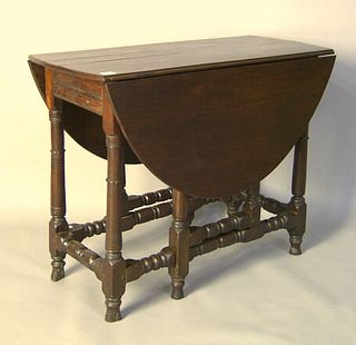 George I oak gateleg table, early 18th c., 30 1/4"