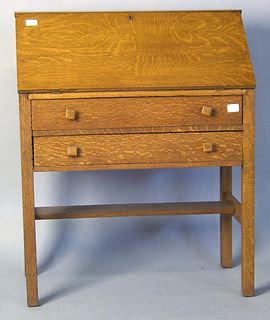Oak slant front desk by Novelty Wood Works, 39 1/2