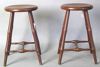 Pair of painted windsor stools, 20th c., 25 1/2" h