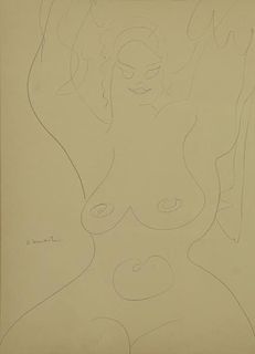 LACHAISE, Gaston. Pencil on Paper. Female Nude.