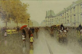 GISSON, Andre. Oil on Canvas. Paris Boulevard.