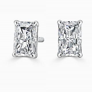 4.18 carat diamond pair, Radiant cut Diamonds GIA Graded       