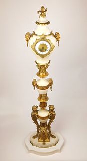 19/20th c. Figural gilt bronze and marble floor clock