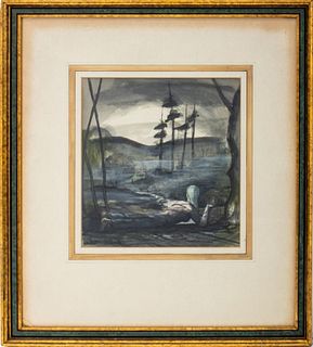 Thomas Reilly Dibble Landscape Watercolor on Paper