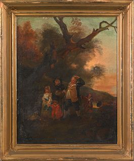 English(late 18th c.), oil on canvas landscape wit