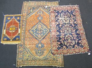 Three oriental mats, 5'8" x 3'4", 4'6" x 2'9", and