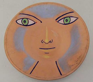 COCTEAU, Jean. Ceramic Plate "Les Yeux-Verts"