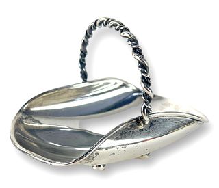 Cartier Sterling Silver Footed Basket w/ Handle