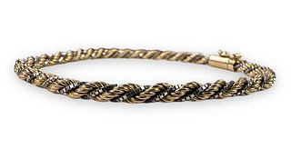 14K Yellow & White Gold Twist Rope Bracelet