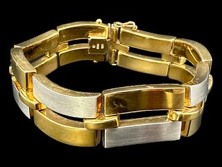 14K White & Yellow Gold Italian Bracelet (A)