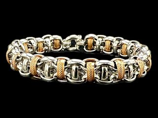 14K White & Rose Gold Italian Bracelet
