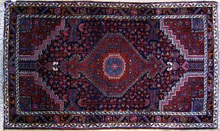 Two Hamadan throw rugs, 6'4" x 3'9" and 5'8" x 3'7
