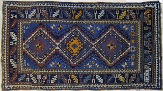 Kazak throw rug, ca. 1915, 7' x 3'10".
