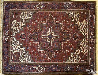 Roomsize Heriz rug, ca. 1950, 8'10" x 7'.