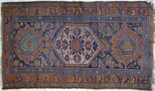 Turkish throw rug, 8' x 4'7", together with 2 Cauc
