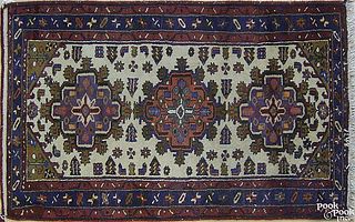 Two Hamadan throw rugs, ca. 1950, 5'3" x 3'4" and'