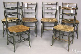 Set of 6 English painted side chairs, ca. 1830.