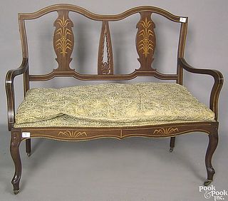 Federal style inlaid love seat, early 20th c.