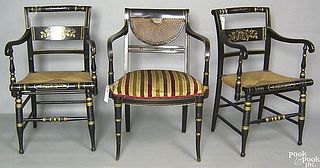 Three painted fancy chairs, 20th c. Provenance: Fr