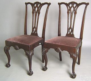 Set of 6 Chippendale style mahogany dining chairs.