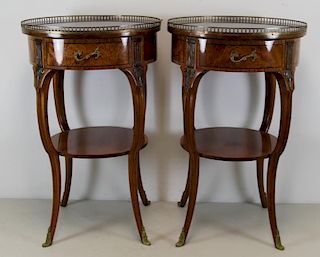 Pair Of Louis XV Style Round End Tables With