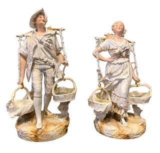 PAIR OF CONTINENTAL BISQUE PORCELAIN FIGURES, EARLY 20TH CENTURY