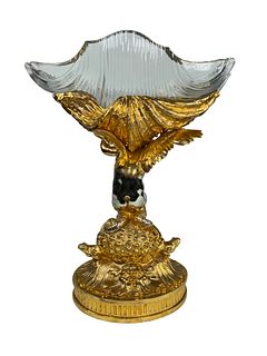 FRENCH GILT BRONZE AND CRYSTAL COMPOTE, 19TH CENTURY 