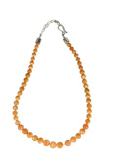 STERLING AND CORAL NECKLACE, 20TH CENTURY