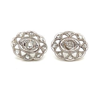 Platinum Art Deco Diamond Earrings  