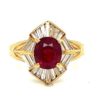 18K Yellow Gold GIA Certified Ruby & Diamond Ring