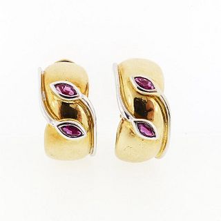 Faraone & Tiffany 18K Gold Ruby Earrings
