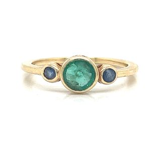 14k Art Deco  Emerald Sapphire Ring